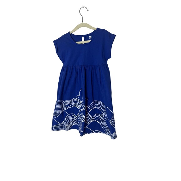 Tea Collection Other - Tea Collection Dress Girls 5 Blue Whale Ocean Waves Short Sleeve Cotton Graphic